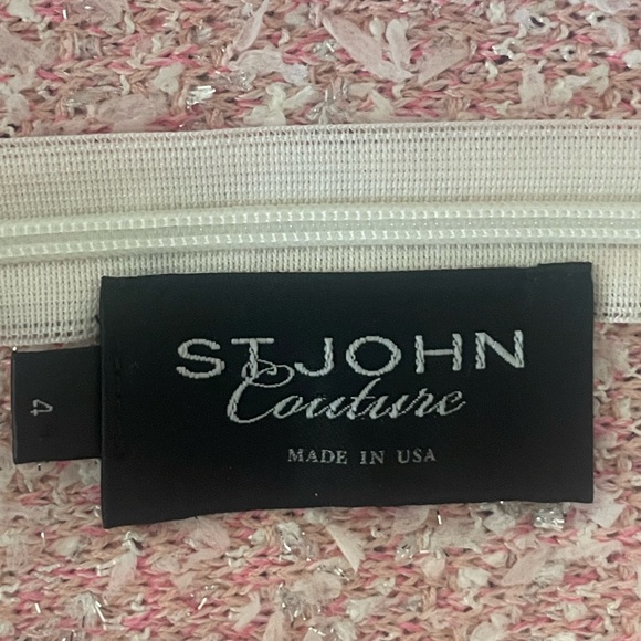 St. John Couture Pink Bouclé Knit Pencil Skirt | Wool Blend | Made in USA SZ 4 - Picture 10 of 12